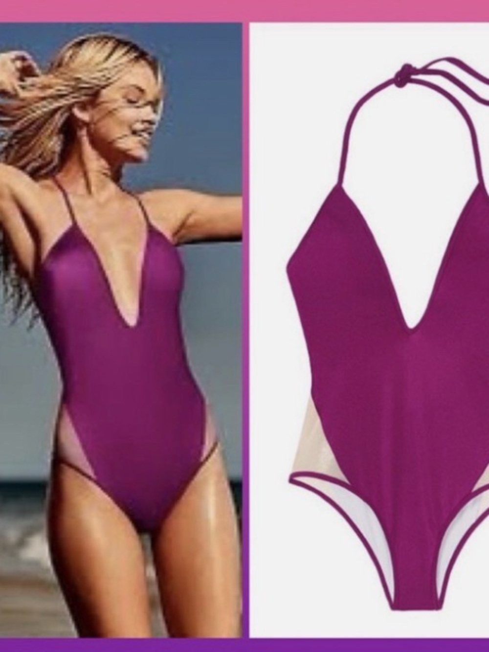 Victoria's Secret Pink Metallic Fuchsia Onepiece Bathing Suit